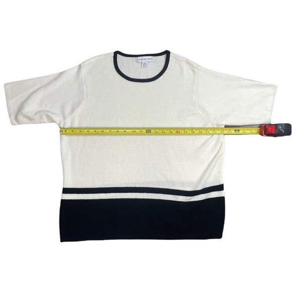 Vintage August Max Woman Cardigan Short Sleeve Top Set Off White Black Size X - Picture 2 of 13